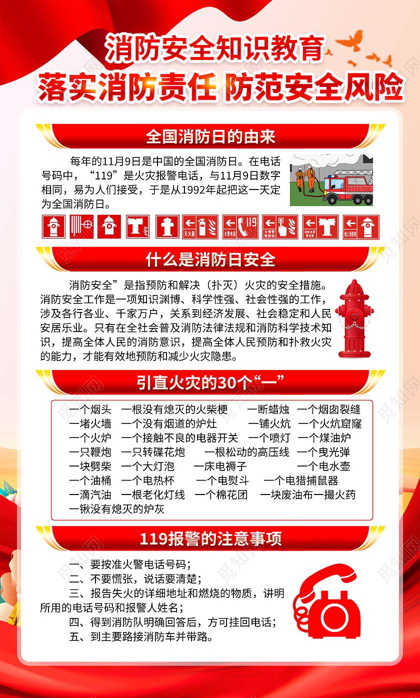 粉色风格2023消防安全知识宣传栏