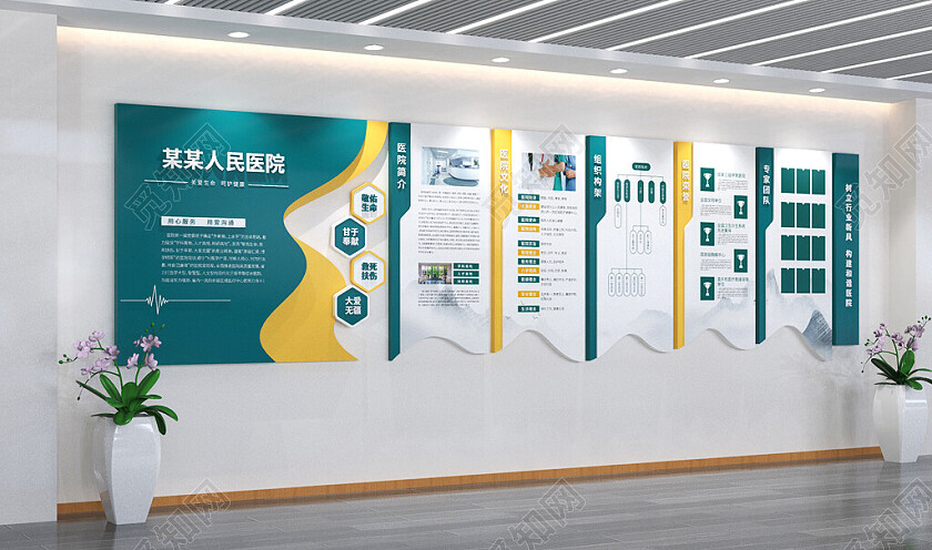 医院文化墙医院介绍医院公示栏3D文化墙