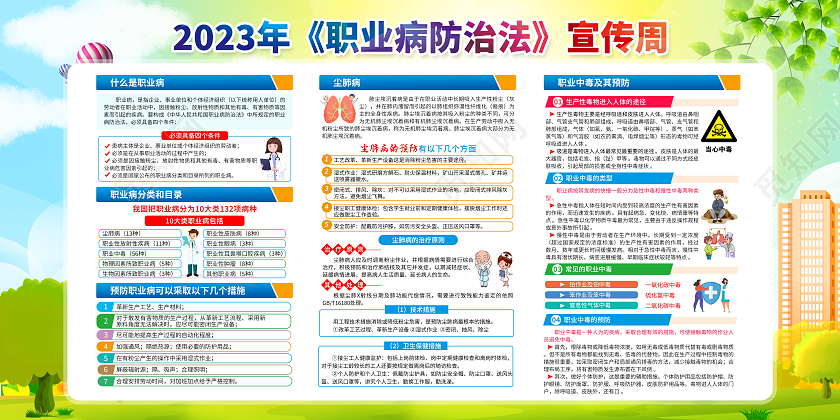 黄色风格2023年职业病防治法宣传周职业病防治法宣传栏