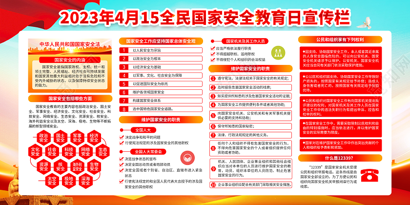 蓝色风格2023全民国家安全教育日宣传栏