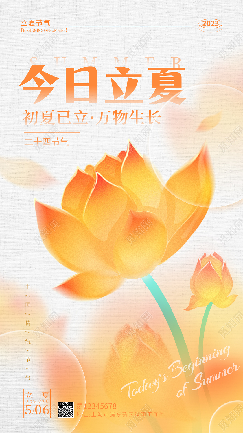 灰色简约风今日立夏节气手机海报