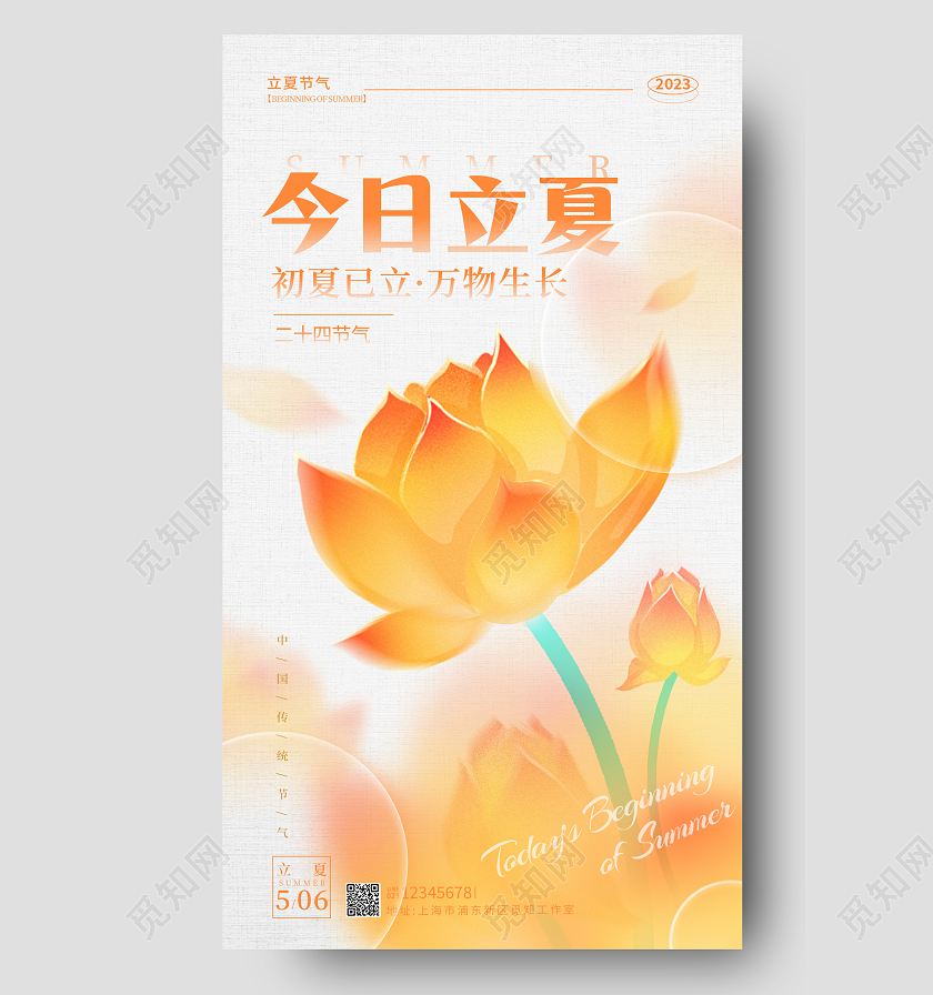 灰色简约风今日立夏节气手机海报