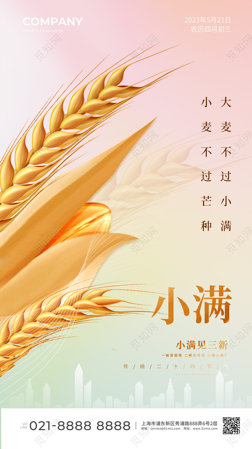 地产行业小满节气手机海报