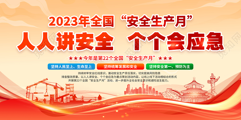 黄色风格2023安全生产月宣传栏