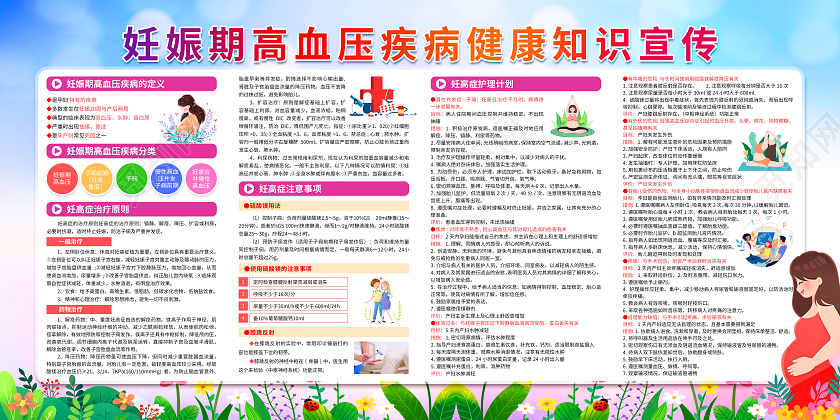 蓝色卡通妊娠期高血压疾病健康知识宣传