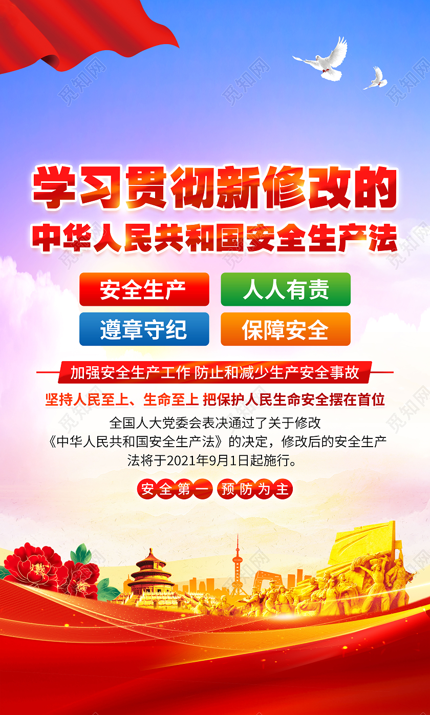 蓝色风格2023安全生产法宣传栏