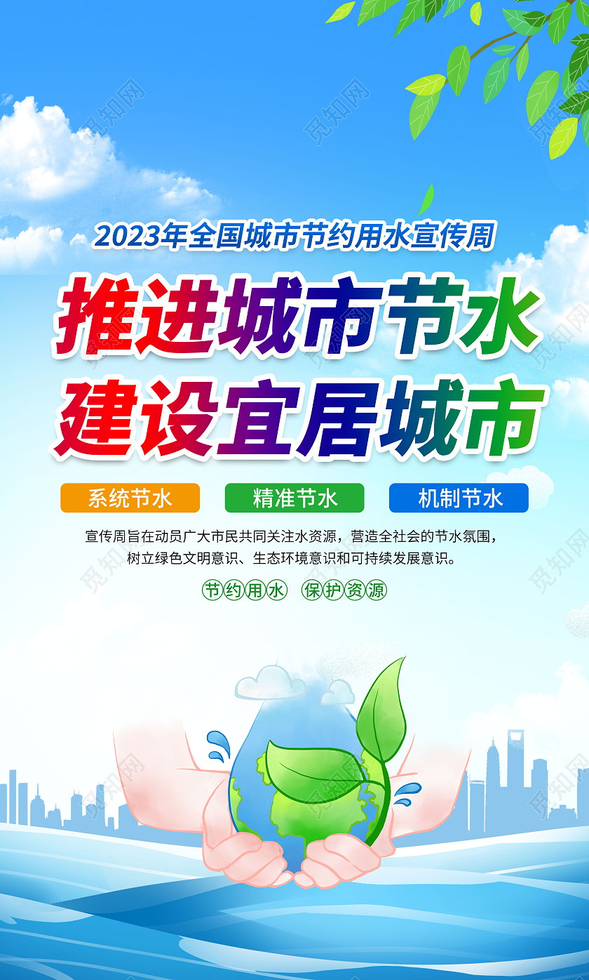 蓝色风格2023全国城市节水宣传周套图