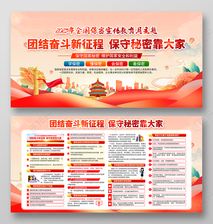 粉色风格2023全国保密宣传月宣传栏