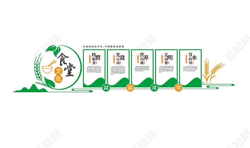 珍惜粮食文化墙校园食堂文化墙3D文化墙