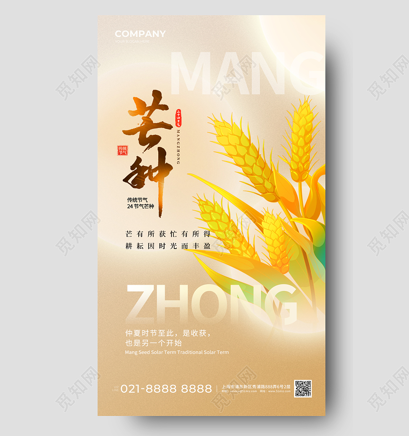 元素创意芒种节气手机海报
