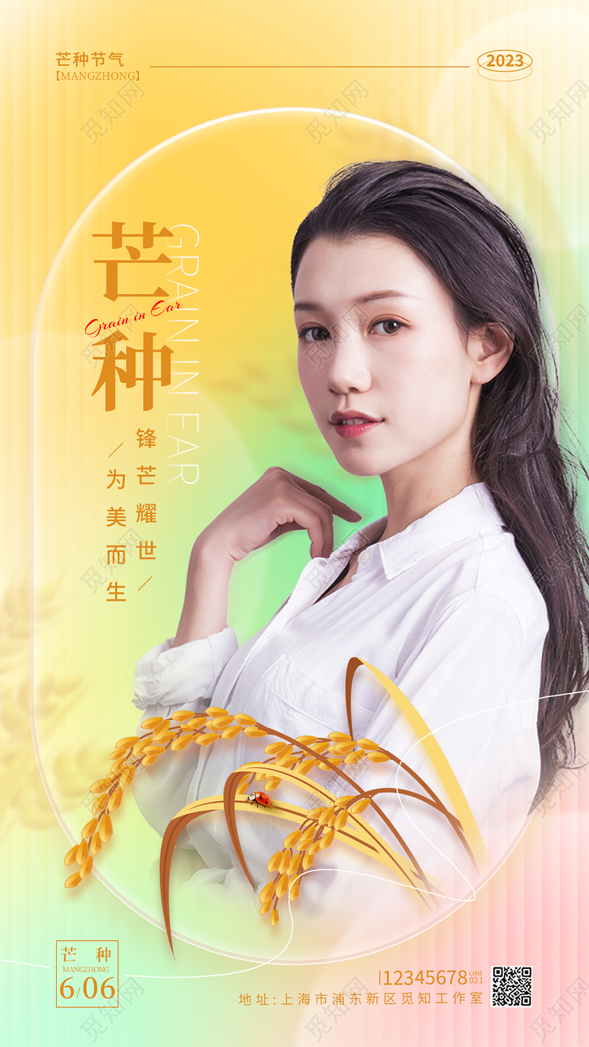 渐变色渐变风芒种节气手机海报