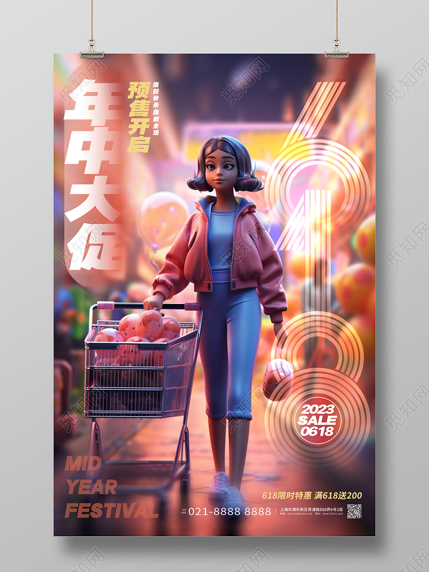 618年终大促618预售促销海报AI