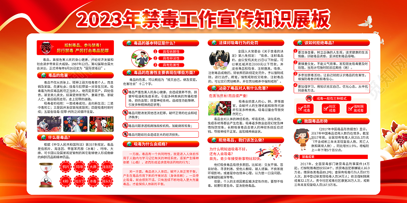 党建风格2023禁毒知识宣传国际禁毒日宣传栏