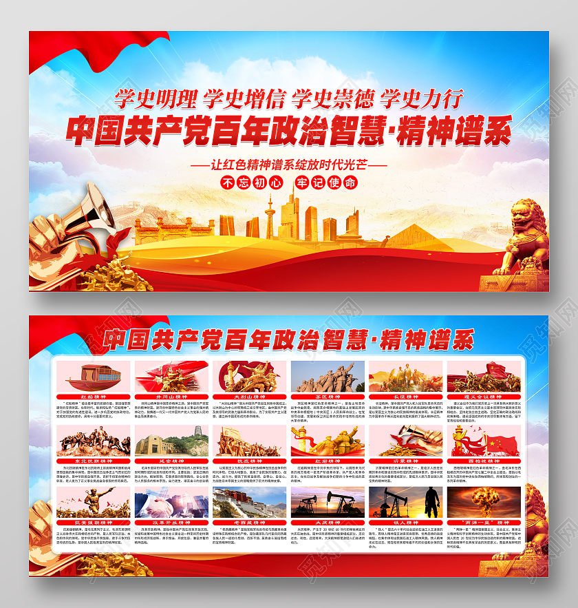 2023蓝色党建中国共产党百年政治智慧精神谱系建党节