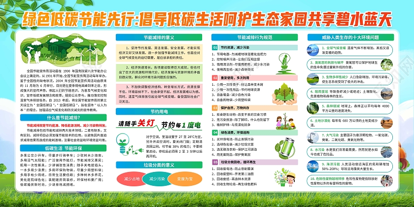 2023年蓝色清新全国节能宣传周全国低碳日宣传栏