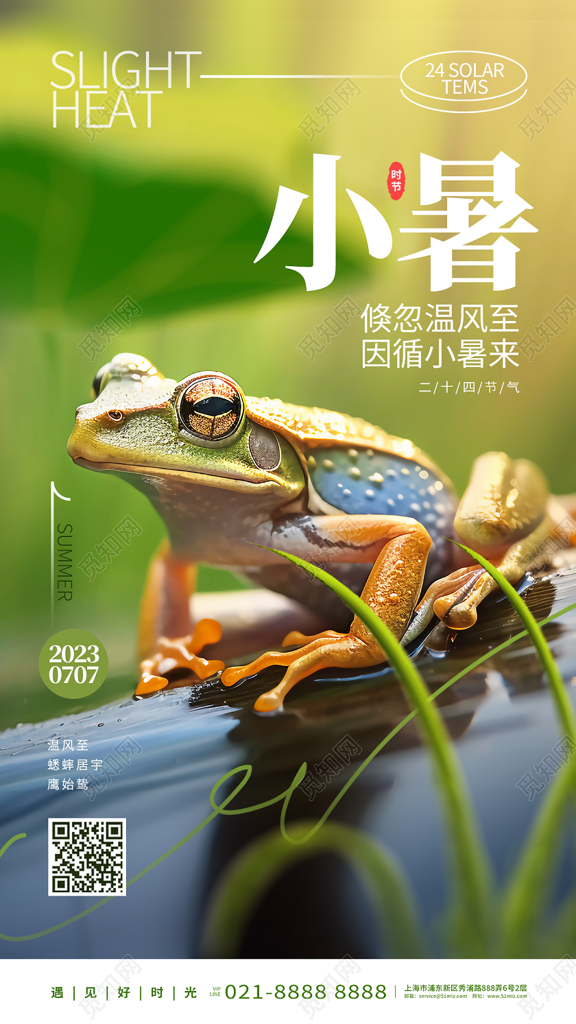 创意简约二十四节气小暑摄影图手机海报AI