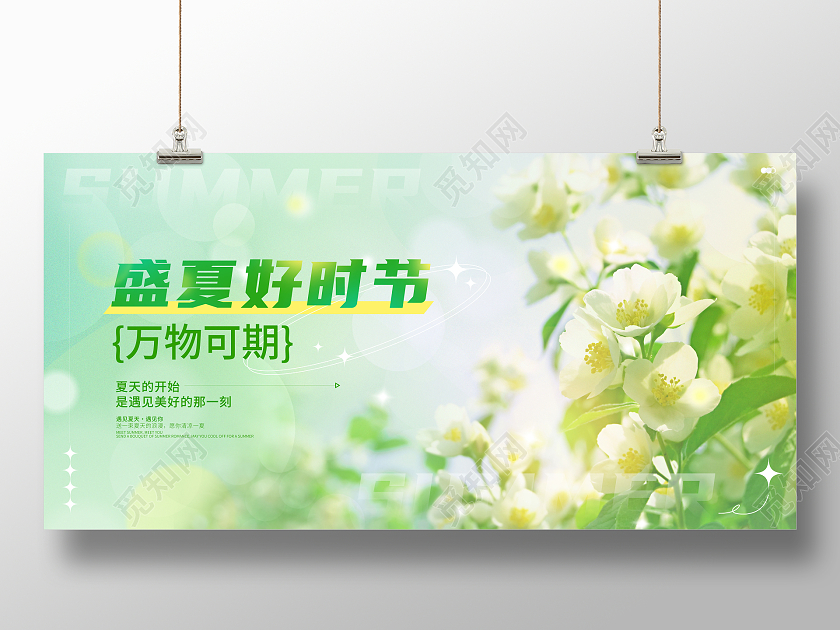 绿色弥散盛夏好时节夏季宣传展板夏天