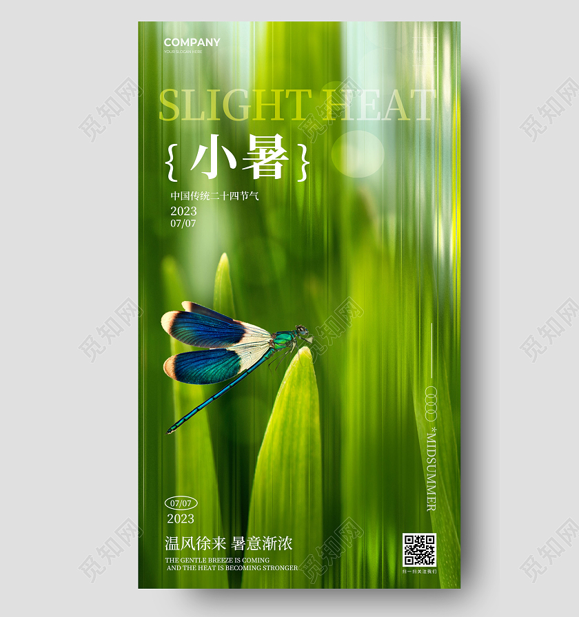 简约小暑节气二十四节气手机宣传海报