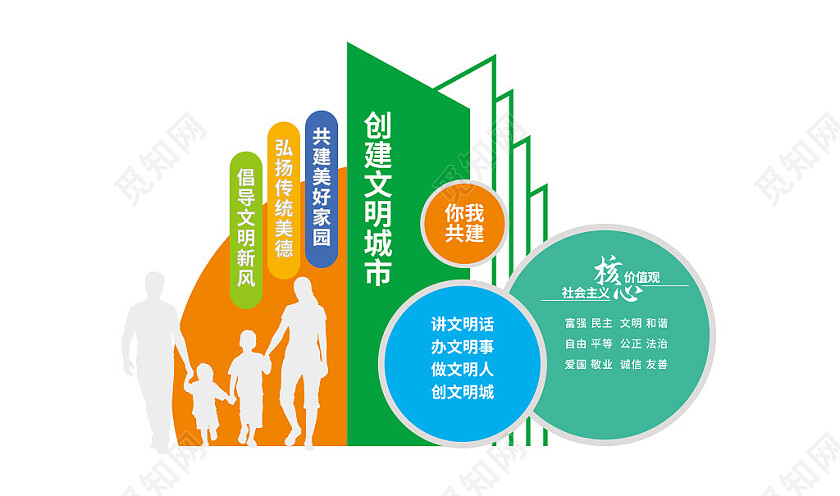 共创文明城市雕塑户外城市宣传栏创城雕塑3D文化墙