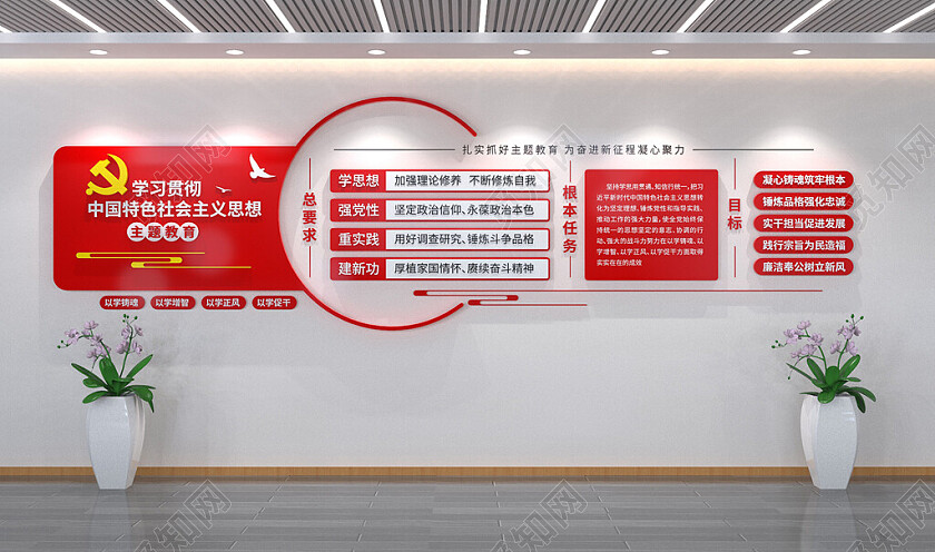 学习贯彻新时代社会主义思想主题教育文化墙党建文化墙3D文化墙