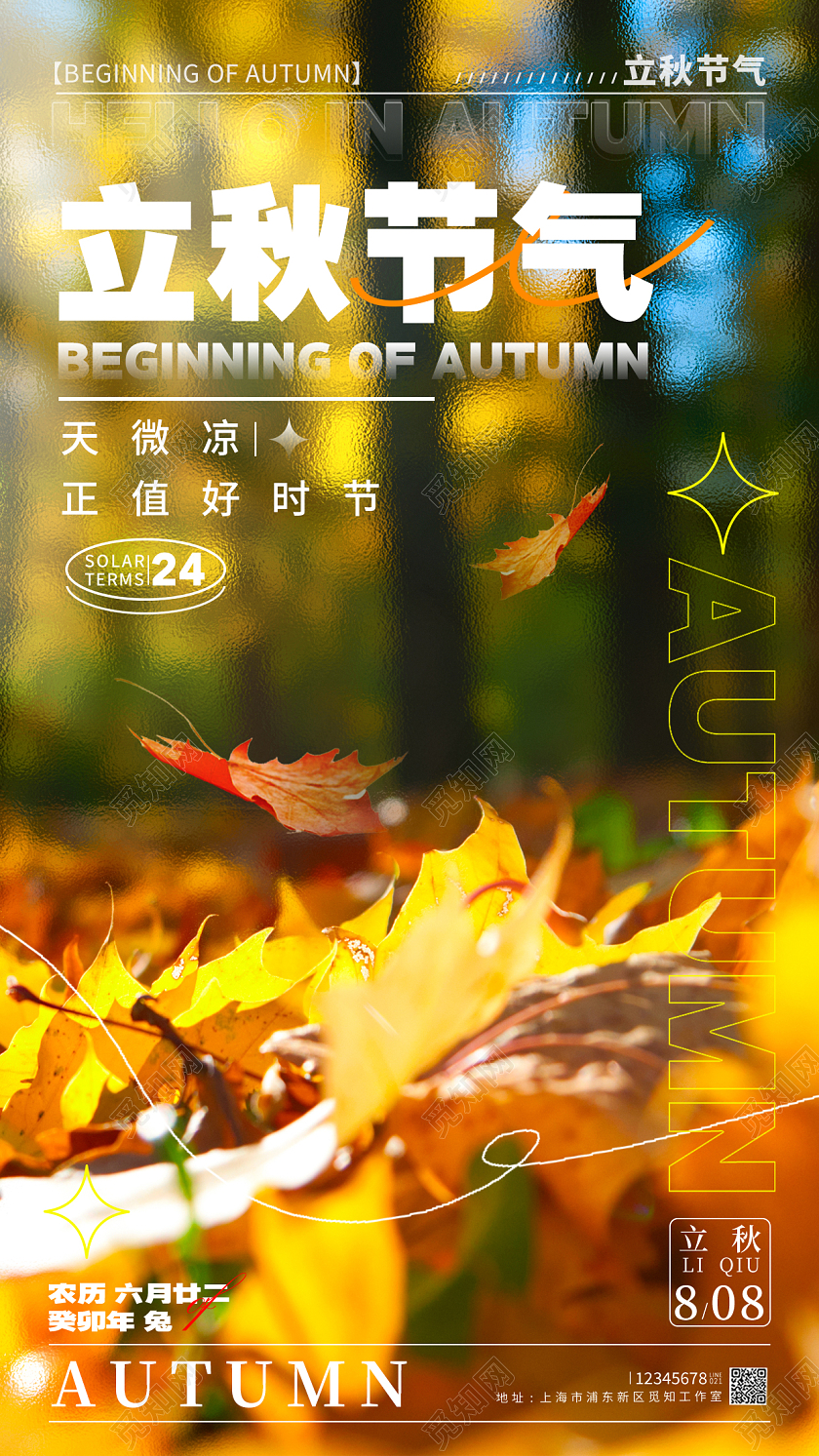 黄色摄影实拍风立秋节气立秋节气宣传海报立秋节气手机宣传海报