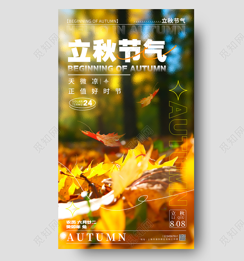 黄色摄影实拍风立秋节气立秋节气宣传海报立秋节气手机宣传海报
