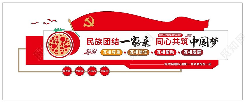 民族团结石榴籽精神党建文化墙3D文化墙