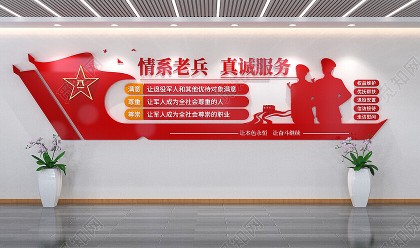 情系老兵真诚服务退役军人之家党建文化墙3D文化墙