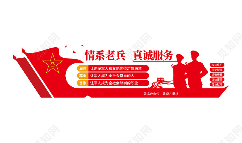 情系老兵真诚服务退役军人之家党建文化墙3D文化墙