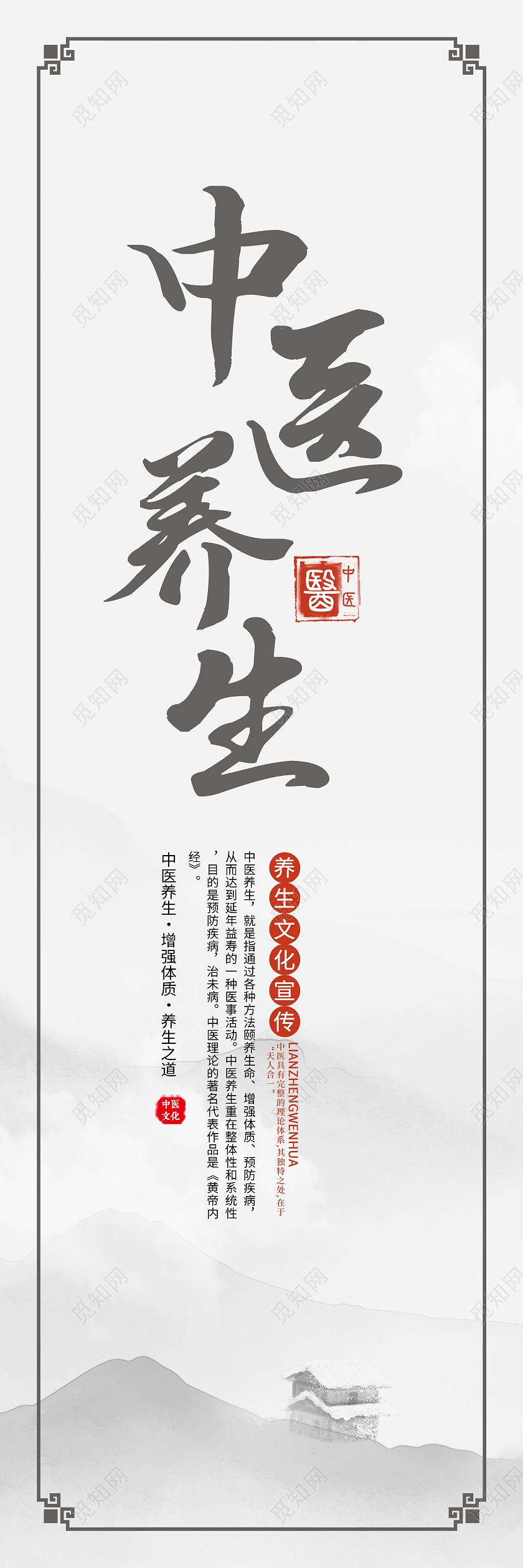 中国风中医养生中医文化宣传展板挂画