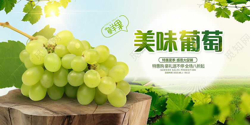 绿色时尚新鲜葡萄宣传展板设计