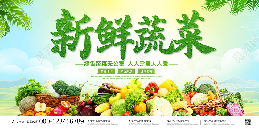 时尚大气新鲜蔬菜宣传展板