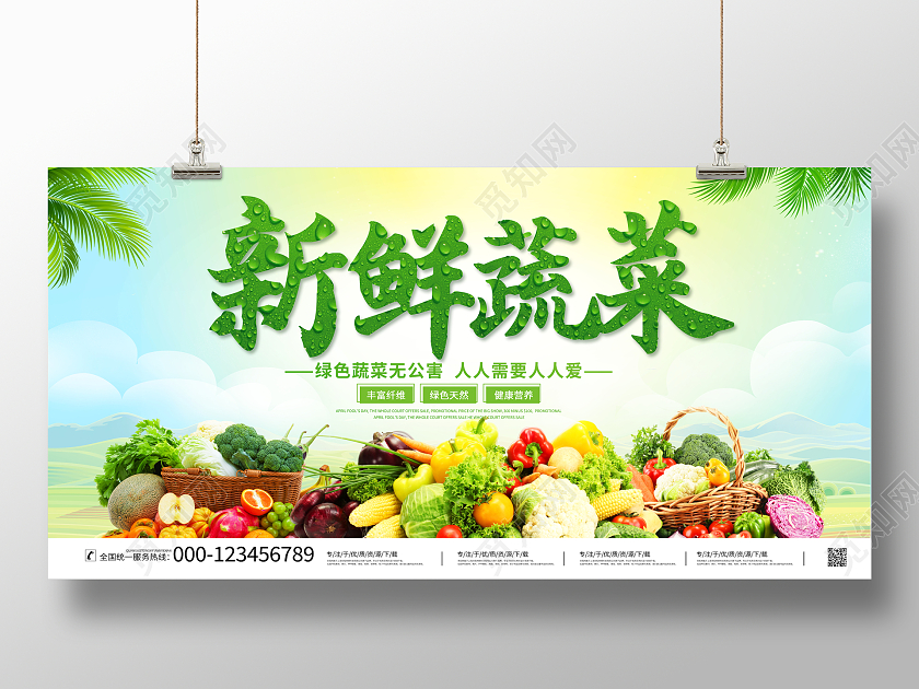 时尚大气新鲜蔬菜宣传展板