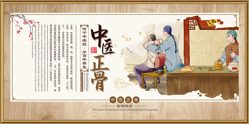 复古中国风中医正骨中医文化展板背景墙中医背景墙