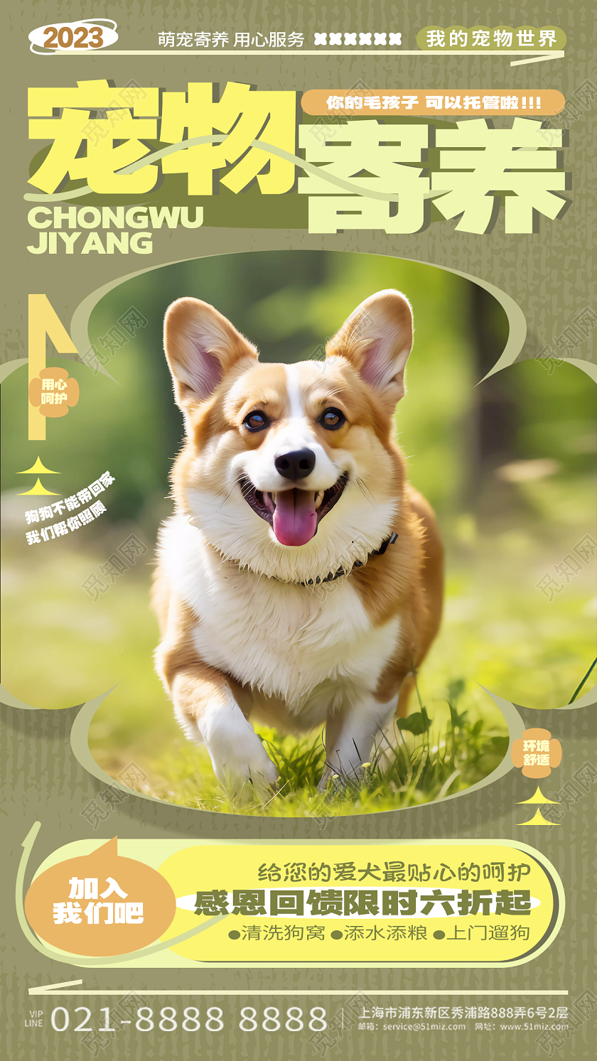 创意时尚宠物寄养活动宣传手机海报AI