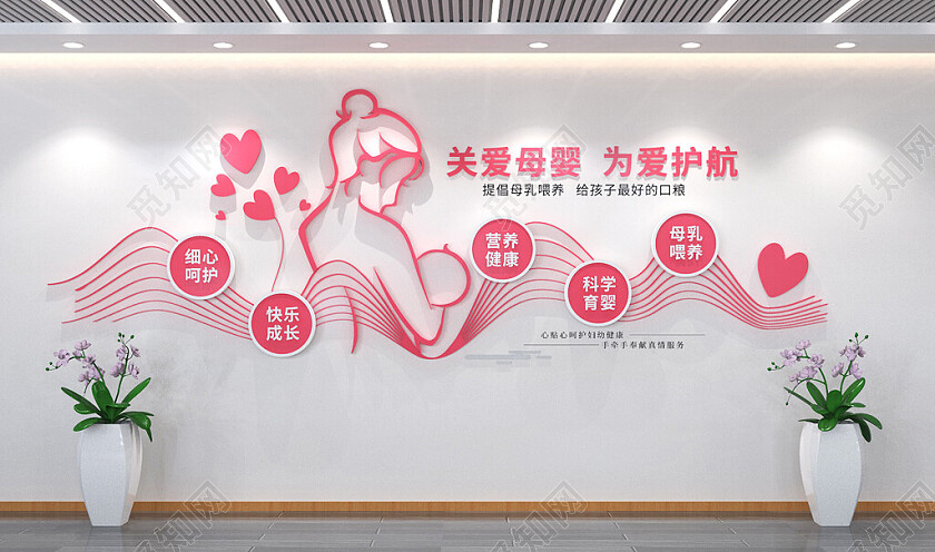 母婴室文化墙妇幼保健院母婴文化墙3D文化墙