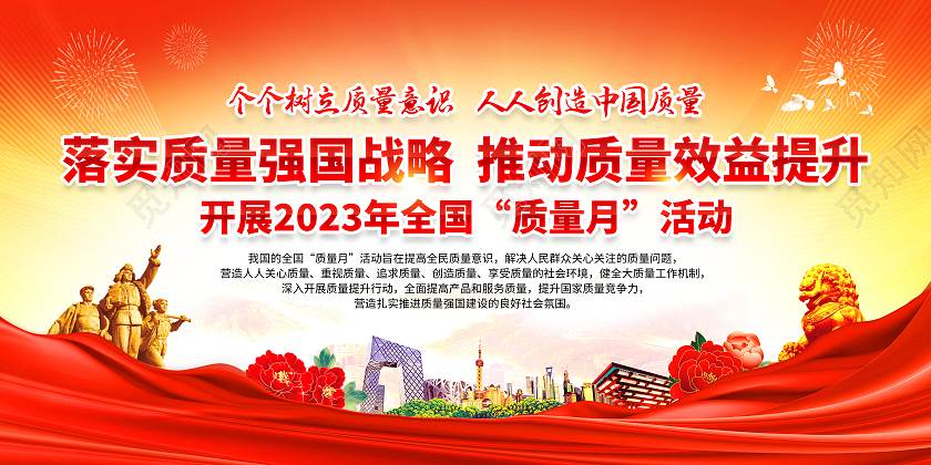 红色风格2023全国质量月宣传栏