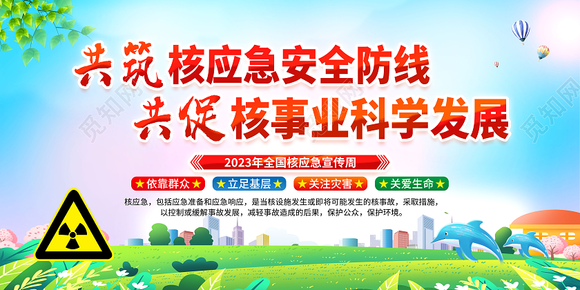 蓝色水彩风格全国核应急宣传周