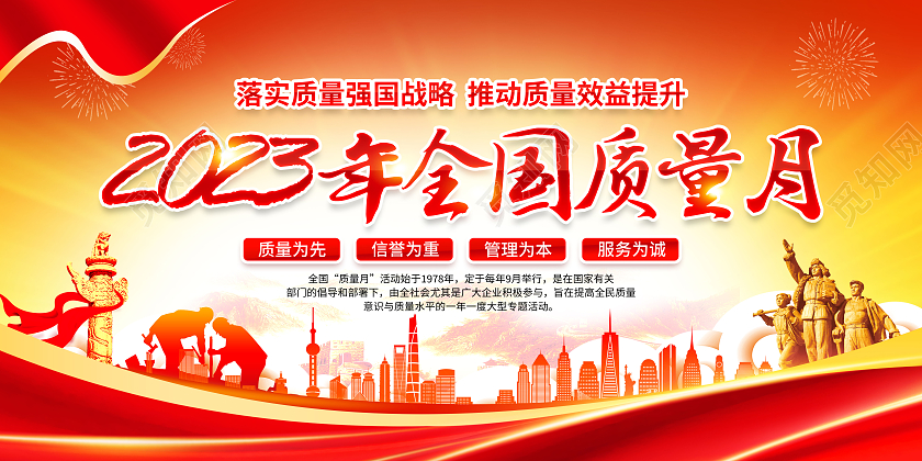 红黄风格2023全国质量月宣传栏