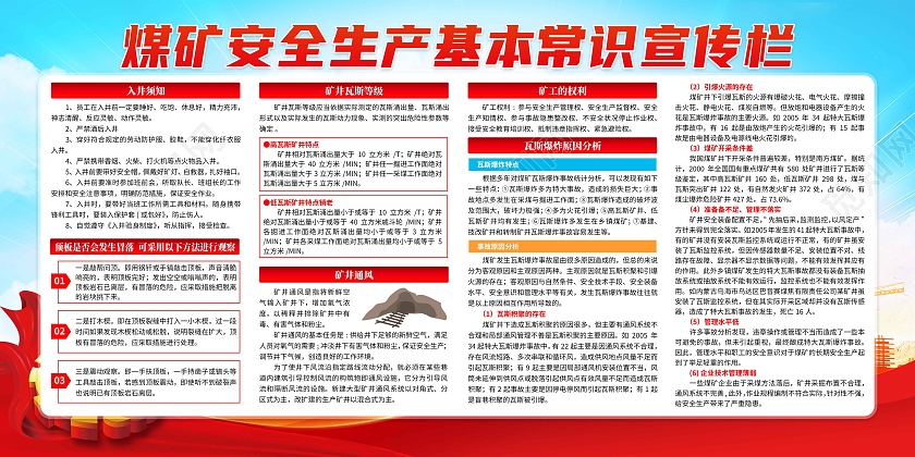 蓝色清新煤矿安全生产基本常识宣传栏