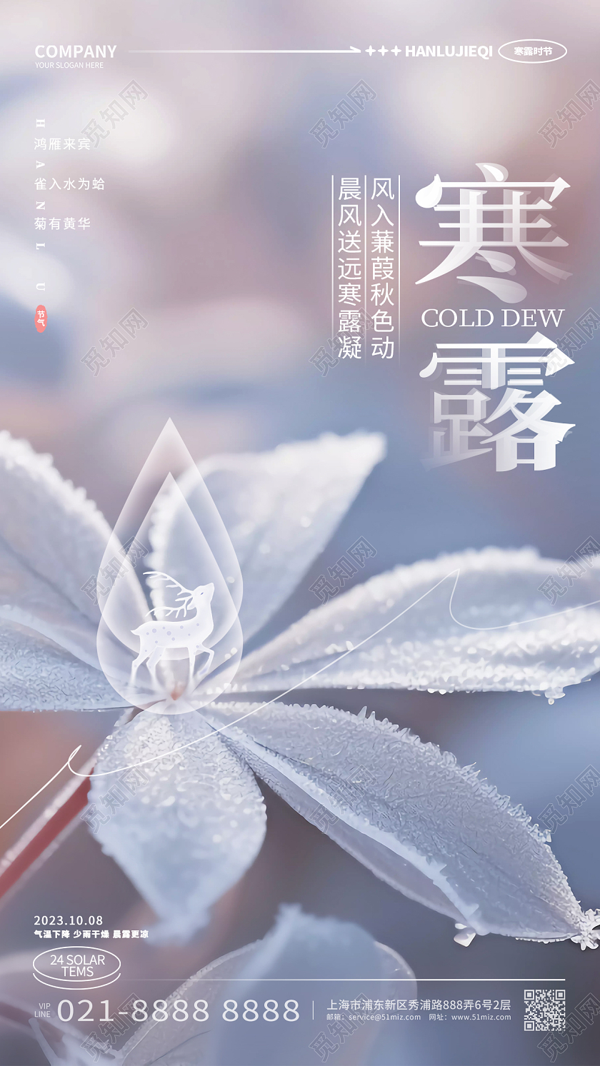 创意写实风二十四节气寒露手机海报AI