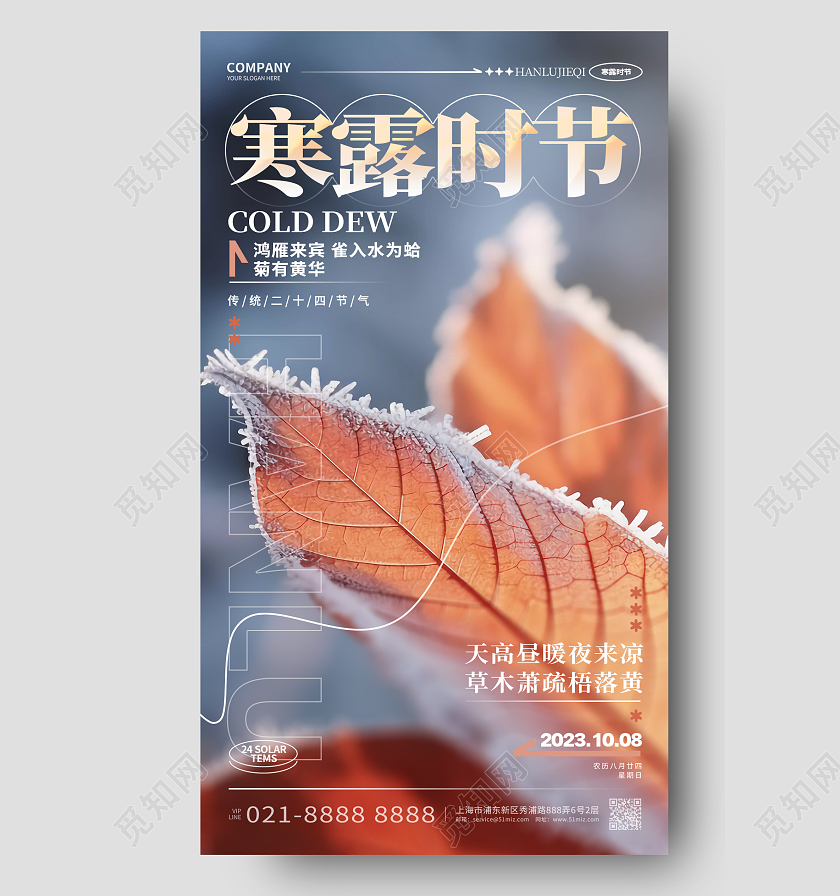 写实风创意寒露时节24节气寒露手机宣传海报AI