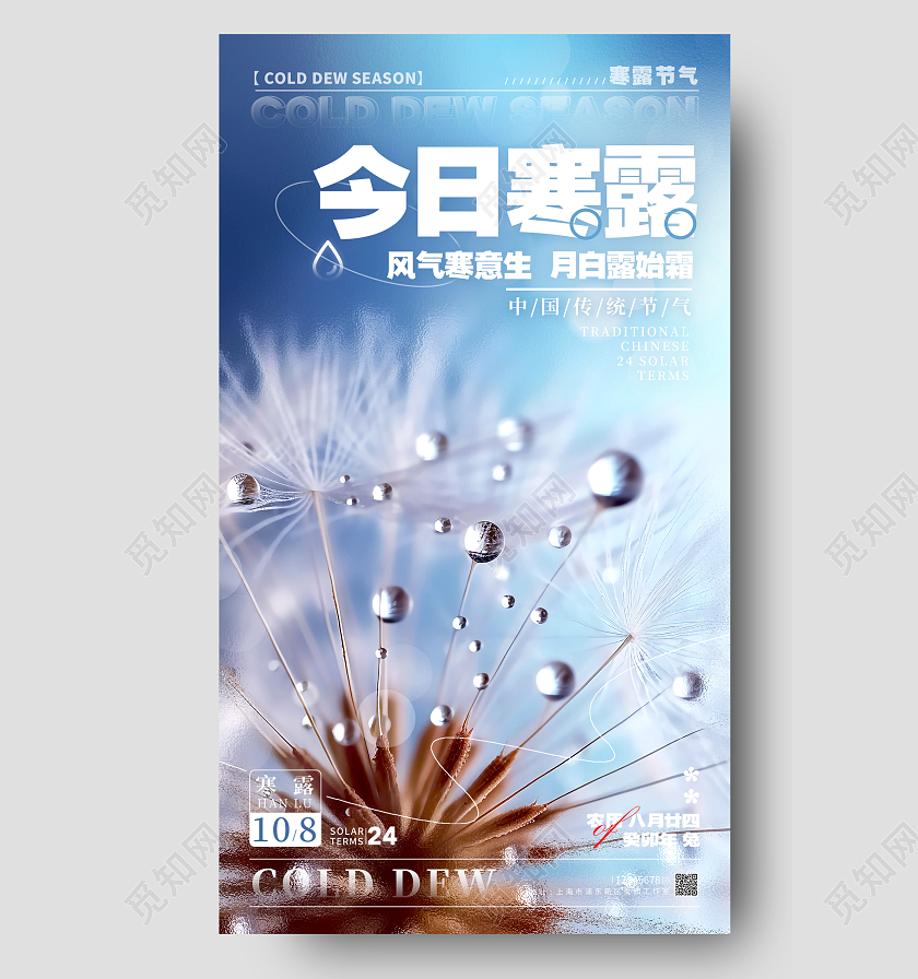 渐变色摄影实拍风今日寒露寒露宣传海报寒露手机宣传海报