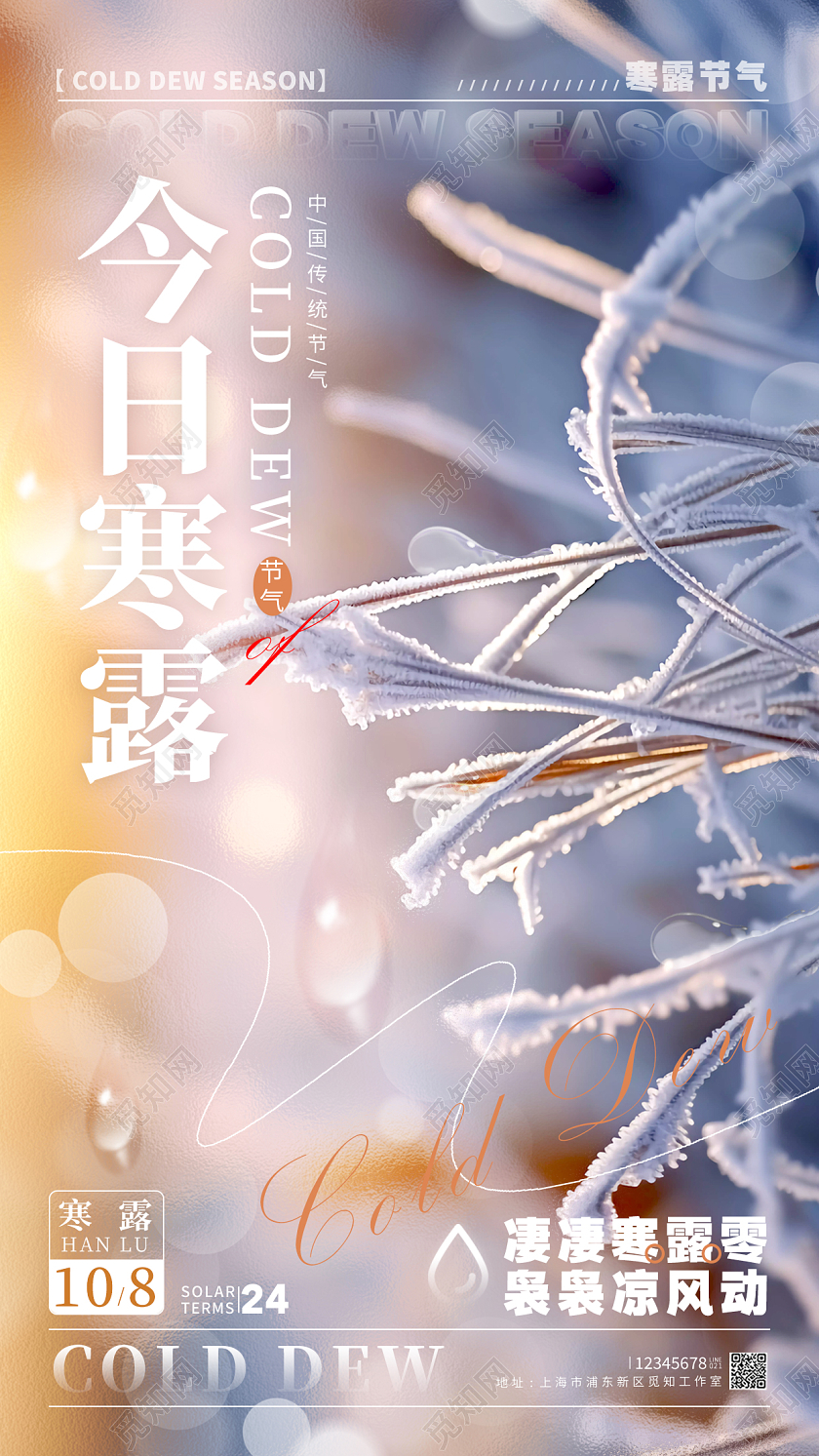 渐变色摄影实拍今日寒露寒露宣传海报寒露手机宣传海报