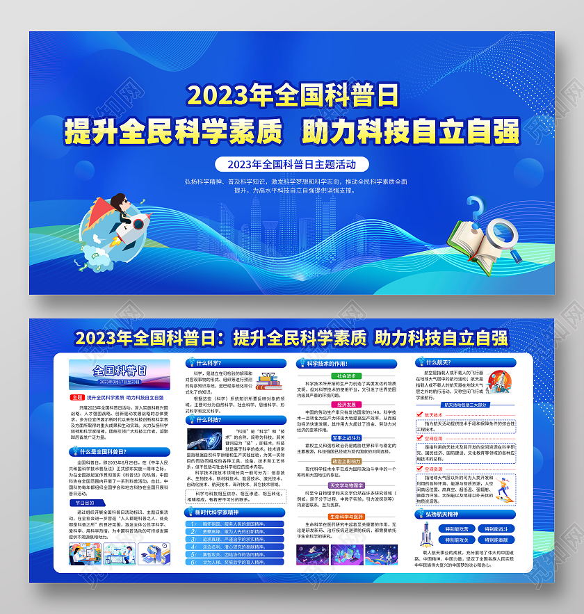 蓝色风格2023全国科普日宣传栏