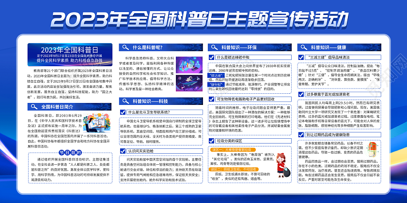 蓝色风格2023全国科普日宣传栏
