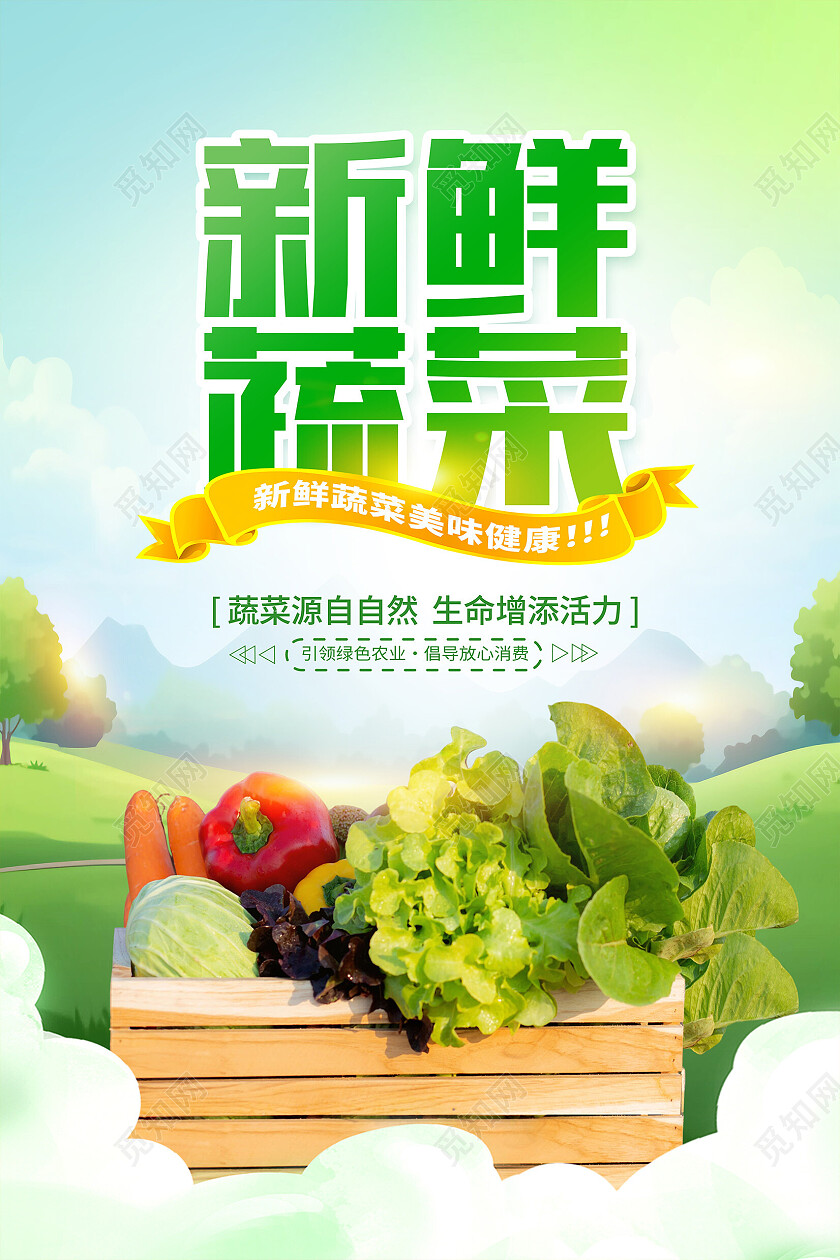 绿色时尚蔬菜促销海报设计