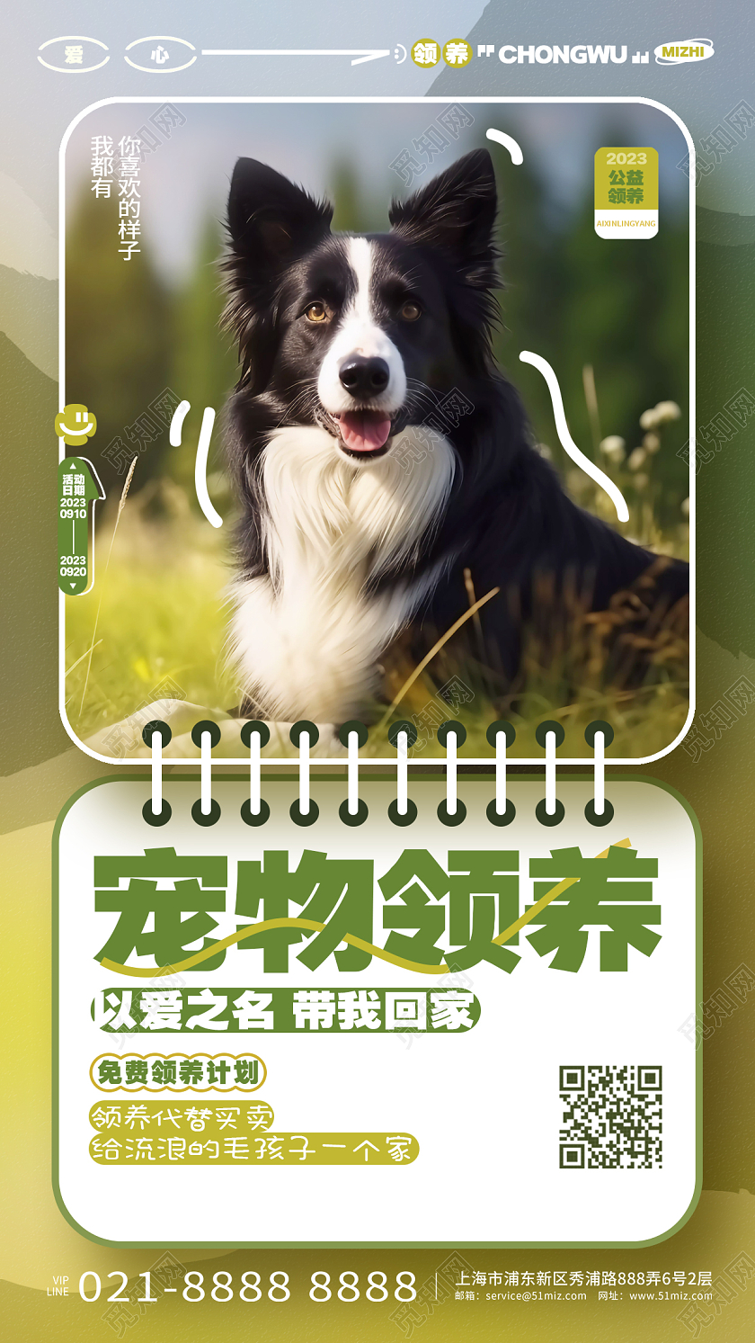 写实风大气宠物领养宠物店手机海报AI