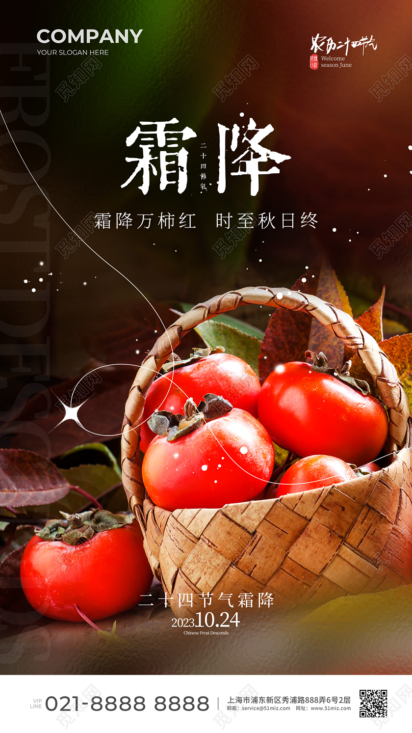 摄影实拍风霜降手机宣传海报