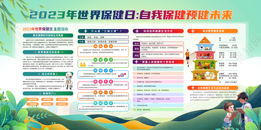 简约清新世界保健日宣传栏